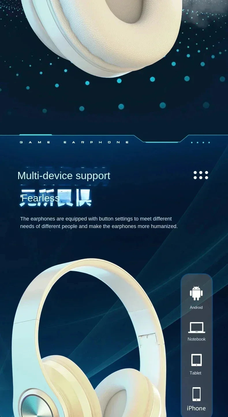 Vibez Bluetooth RGB Noise Cancellation Headphones